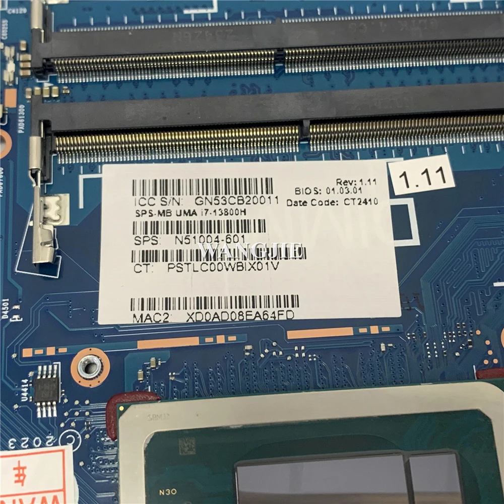 N51004-601 ل HP ZBook Studio 16 بوصة G10 اللوحة الأم للكمبيوتر المحمول 6050A3470001-MB-A01 SRMJ2 I7-13800H وحدة المعالجة المركزية 100% العمل