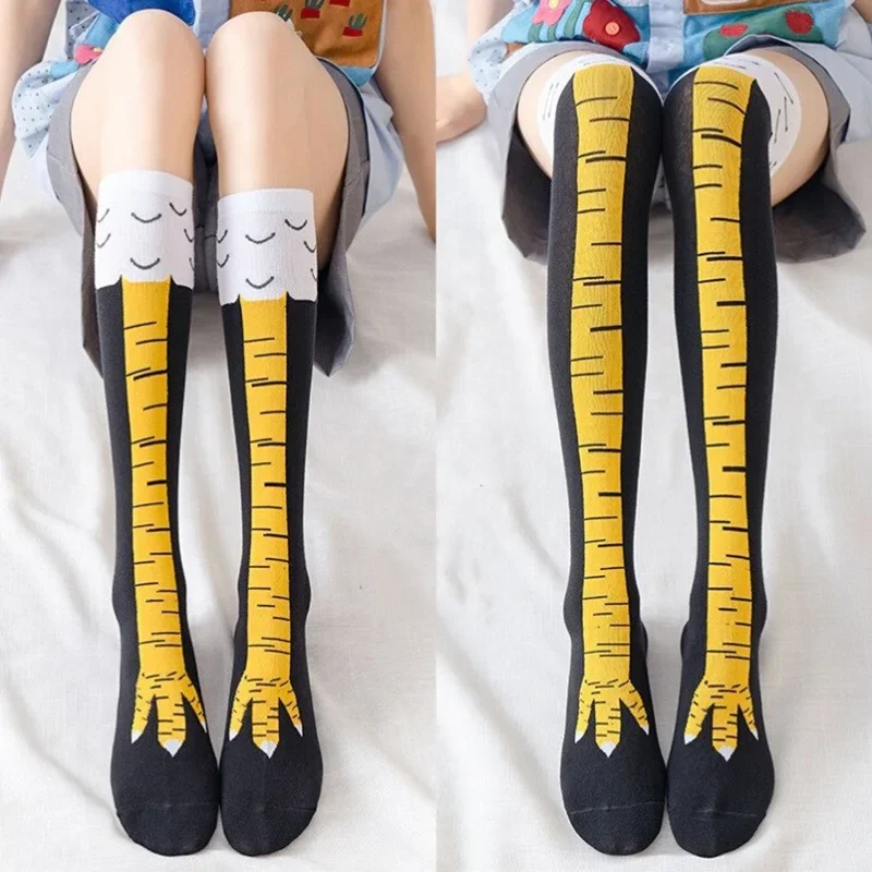 Funny Chicken Paw Stocking Over-knee Pressure Thin Leg Long Stockings Women Spring Autumn Winter Middle High School Girls Socks