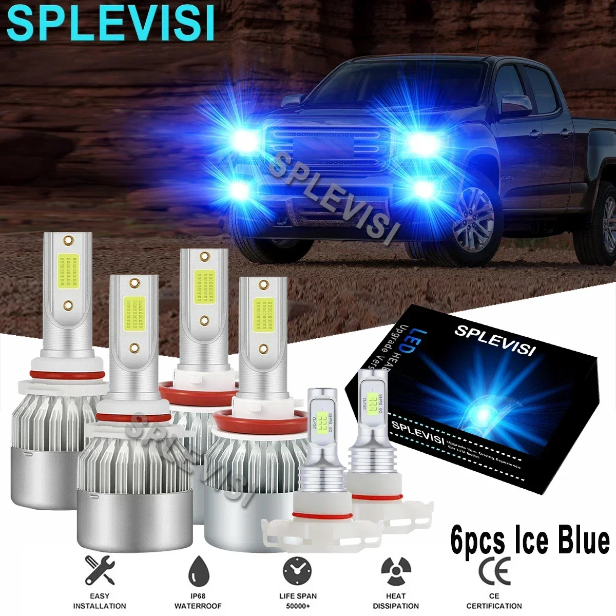 

9005 H11 H16 Car LED Headlight Fog Lights 8000K Ice blue For GMC Canyon 2015 2016 2017 2018 Yukon XL 2015 2016 2017 2018 2019