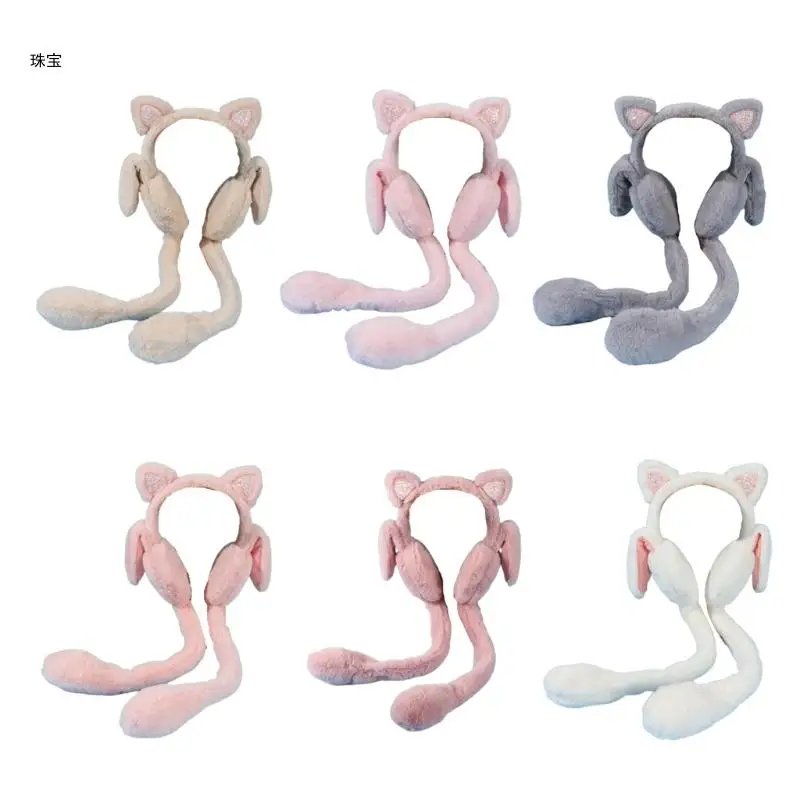 X5QE Ngộ nghĩnh sang trọng cho Mèo Bao Nhảy Mèo Con Earwarmer Dễ Thương Unisex Động Vật Vạt