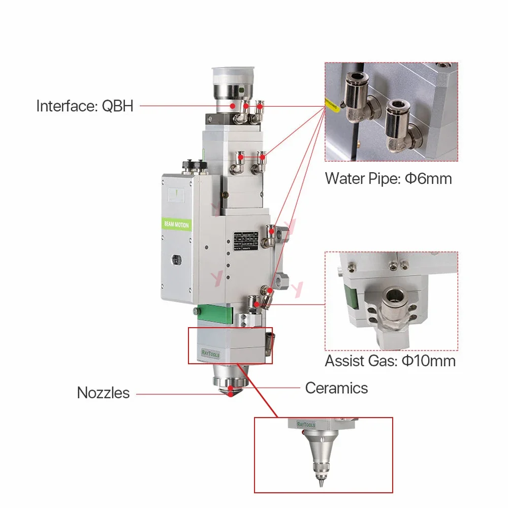 BM110 Vezellaser Snijkop Autofocus 3,3KW 2D vlak snijden en 3D buissnijden