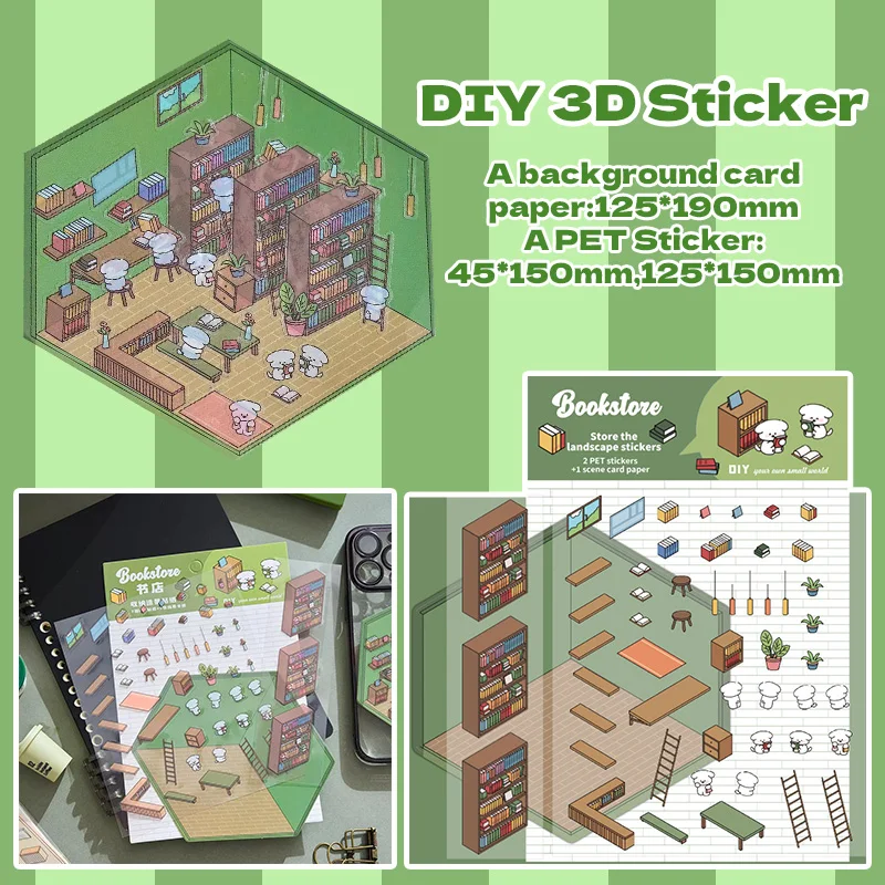 Cartoon Capybara Stickers PET Storage Landscaping Hand Account Visual 3D Cabin Scene Decoration DIY Stickers Toys Birthday Gifts