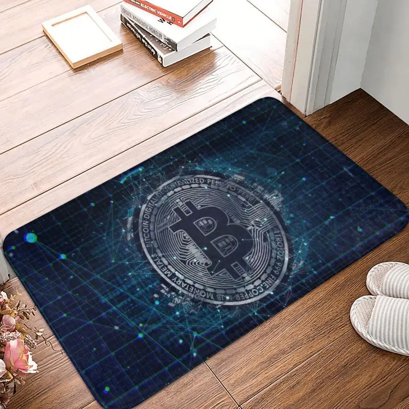 Bitcoin Blockchain Doormat Non-Slip Kitchen Bathroom Mat Living Room Door Floor Entrance Carpet Rug