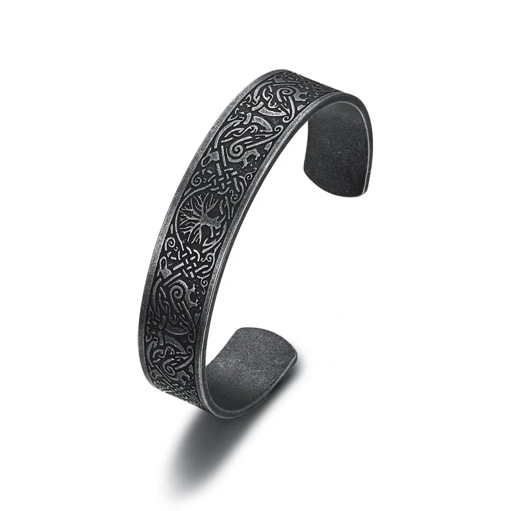 

Men's Personalized Vintage Nordic Viking Rune Stainless Steel Cuff Bracelet Bangle