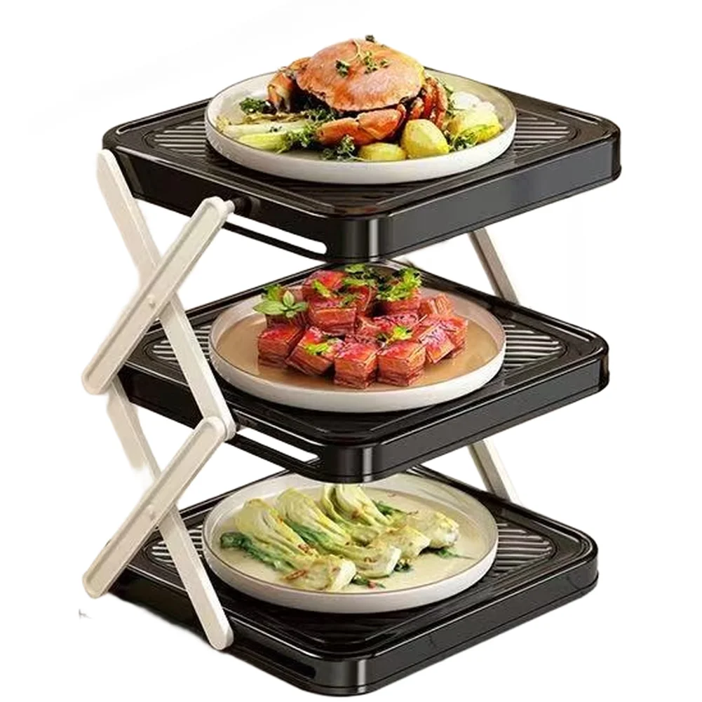 Foldable Plastic Prep Dish Rack with Triangle Support for Holding Vegetables Utensils and Cookware During Meal Preparation