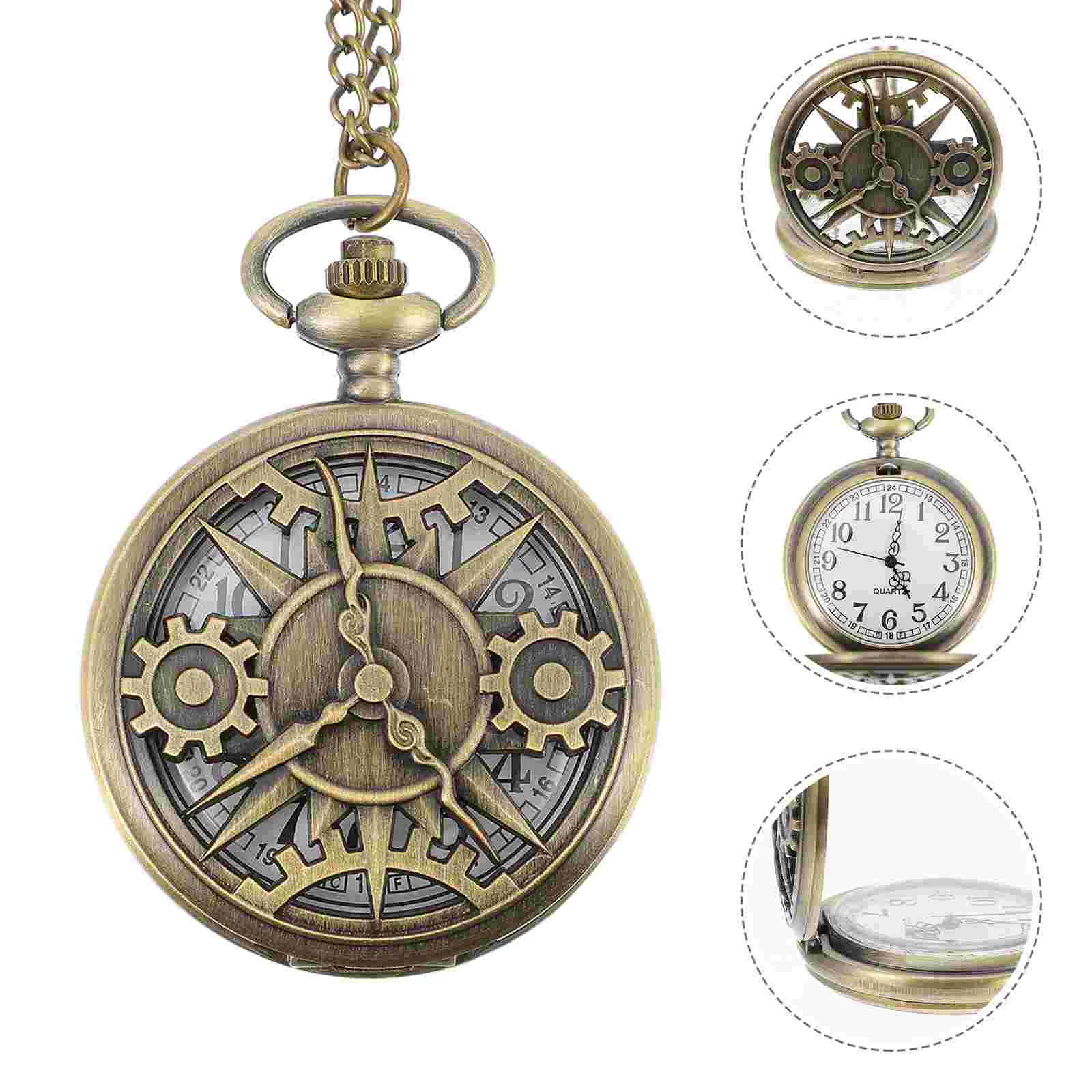 Pocket Watch Clamshell Hanging Chest Hollow Flipping Metal Quartz Men and Women