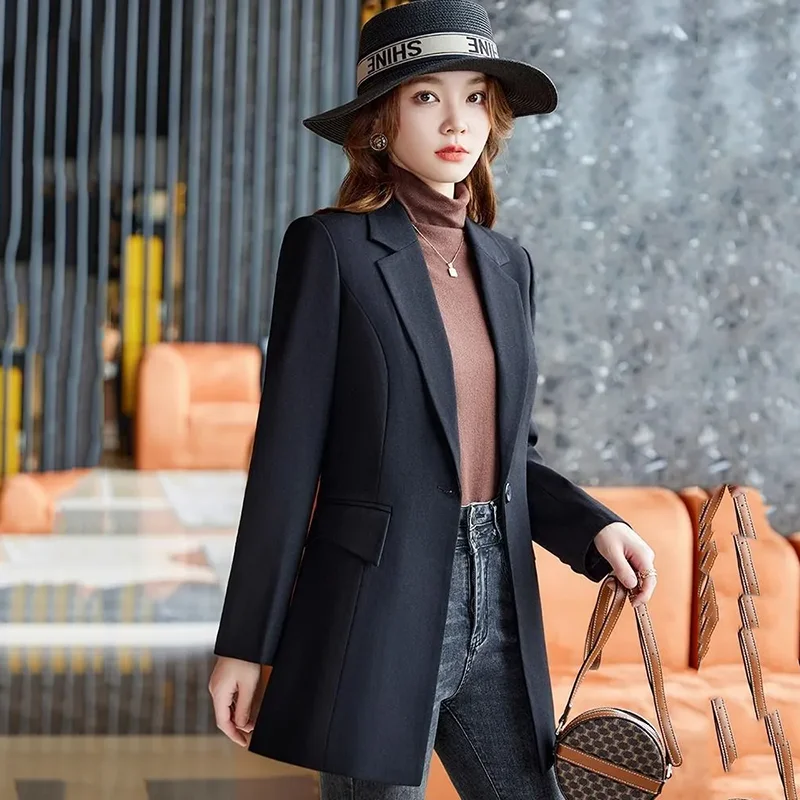 2025 novo roxo feminino trench coat blazer outono moda manga longa magro meados de comprimento terno jaqueta escritório casual chique outerwear