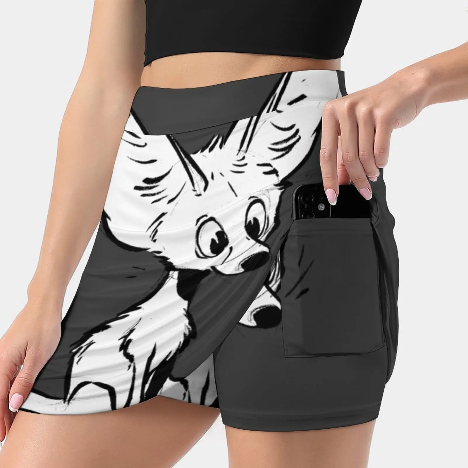 Fennec Women's skirt Aesthetic skirts New Fashion Short Skirts Sketch Animal Cartoon Wildlife Fox Fennec Desert Fox Big Eared