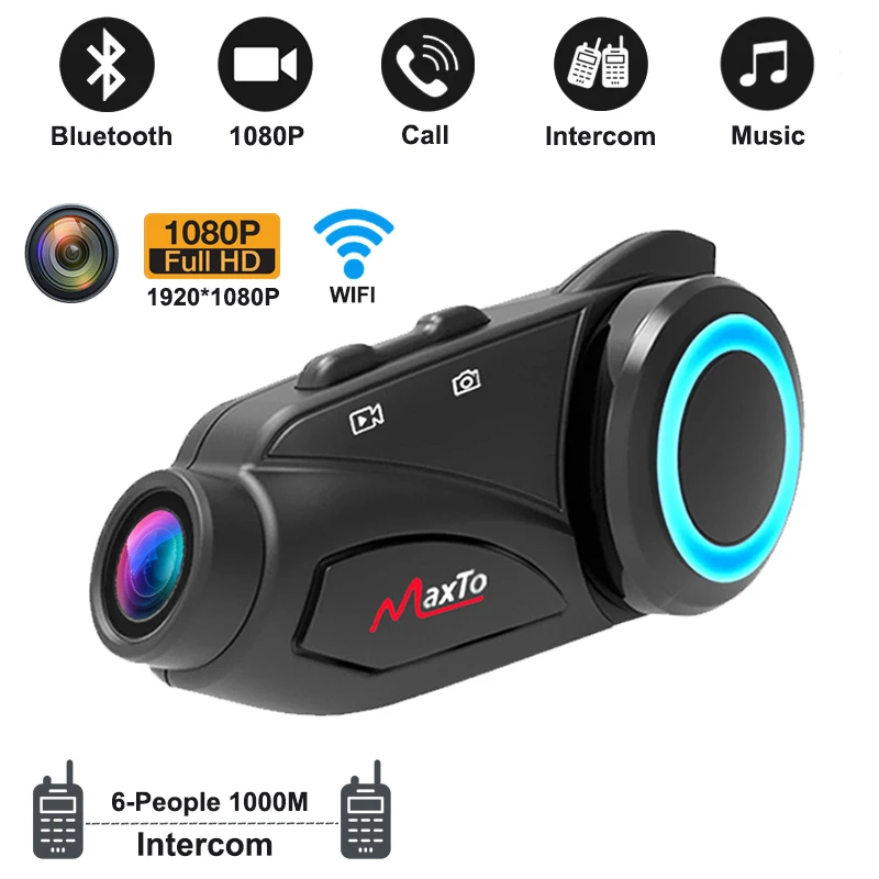 

M3 Motorcycle Helmet Intercom Wireless Bluetooth Headset 1080P Video Dashcam Motos 6-Person Connection Interphone Call DVR