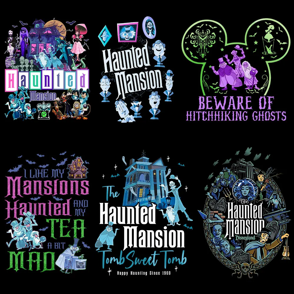 Haunted Mansion Iron Transfer Stickers Thermal Patches for Clothes Heat transfer Decals on Tshirts