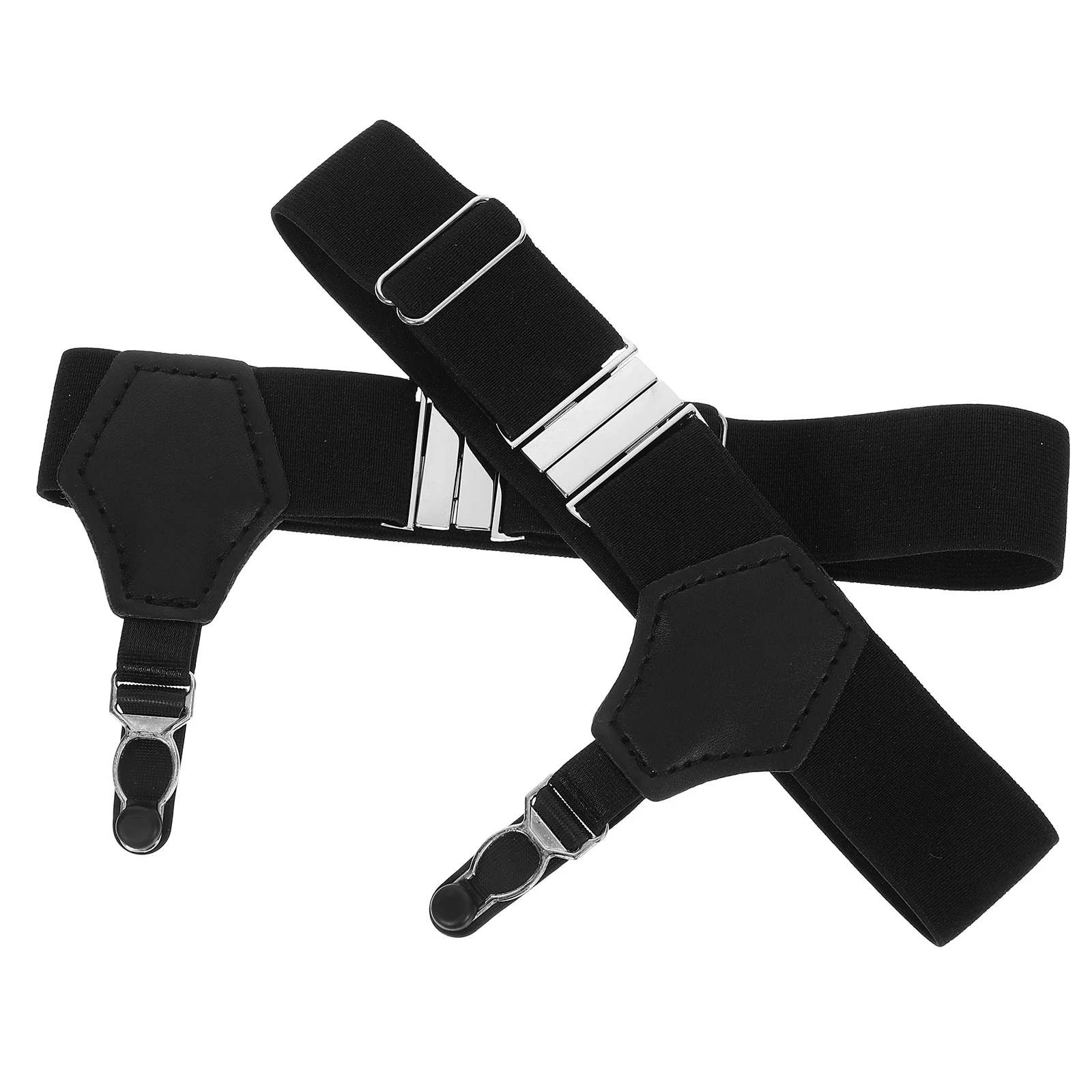 زوج من الحمالات الجورب السوداء القابلة للتعديل للرجال، أربطة من النايلون المرن، تحمل الأقواس، تحافظ على الجوارب الرسمية من السقوط