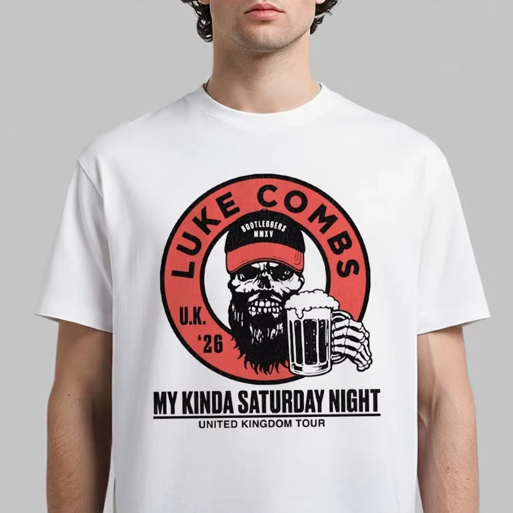 Luke Combs My Kinda Saturday Night United Kingdom Tour 2026 Merch Tshirt 100%Cotton Unisex Men/Women Kid T-Shirt Y2k Popular Tee