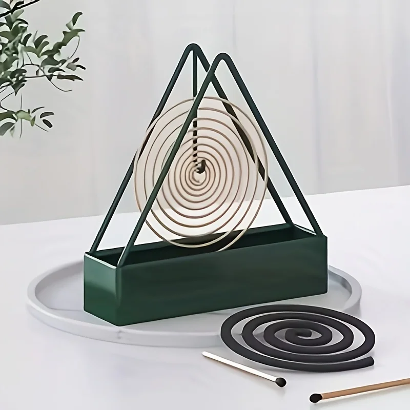 1 Triangular Mosquito Coil Holder - Metal Hanging Ash Collector, Household Summer Decorative Incense Candle Triangular Stand
