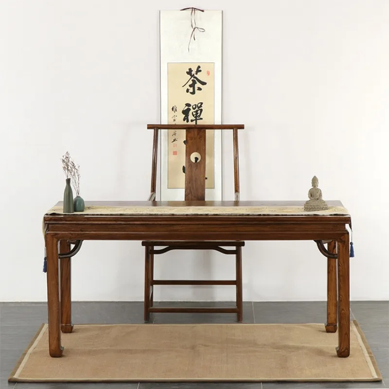 New Chinese-style solid wood home desk, plain paint tea table furniture