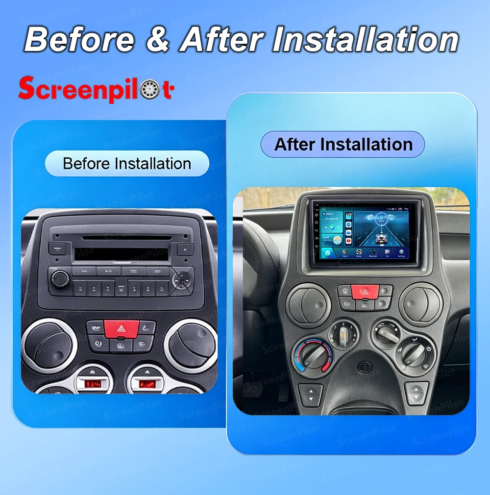 Android 16 For Fiat Panda 2003 - 2012 Car Radio Stereo Head Unit Multimedia Video Player GPS Navigation 7 Inch 5G 8 Core RDS