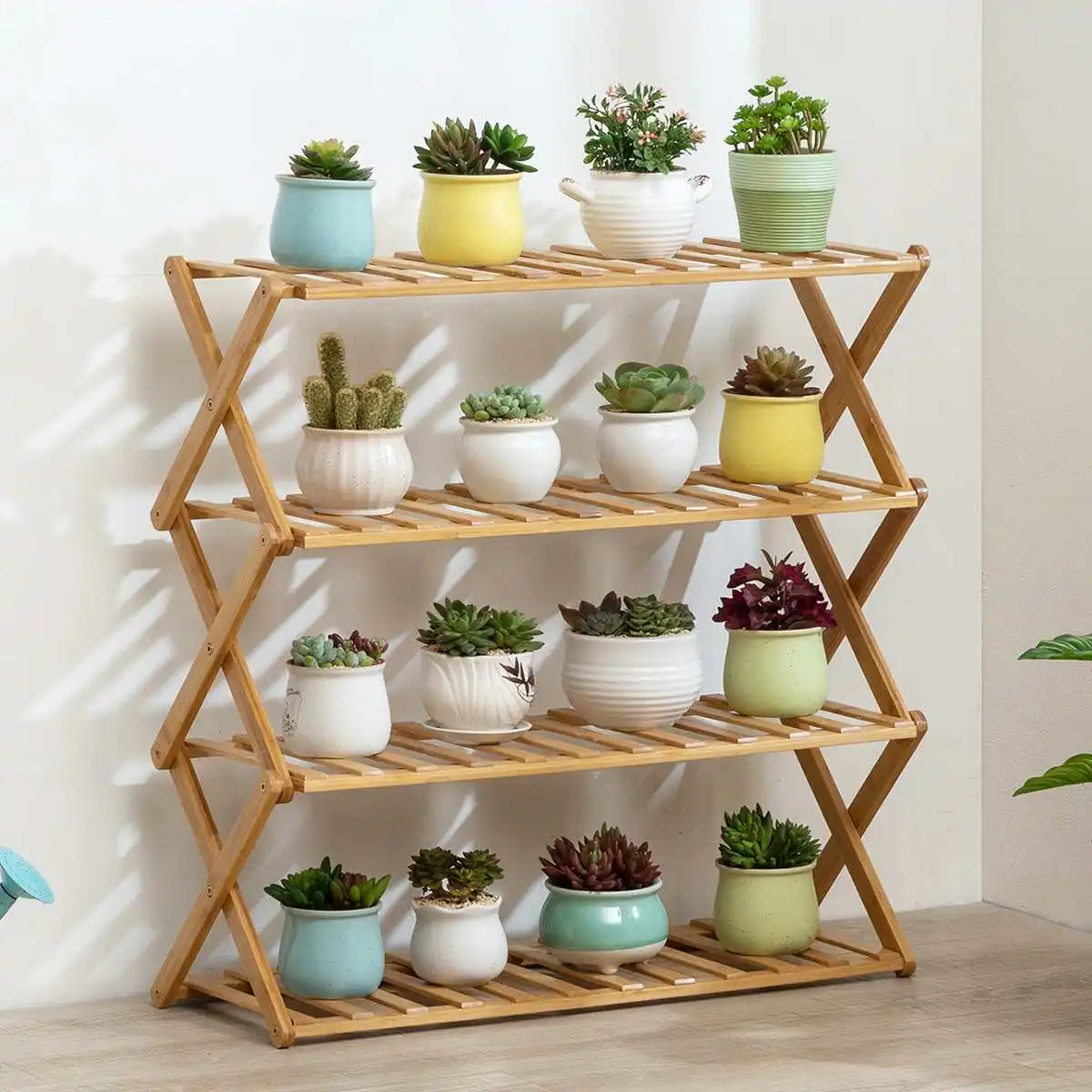 Bamboo 3-6 Tiers Plant Stand Rack Multiple Flower Pot Holder Shelf Indoor Outdoor Patio Planter Display Shelving Shoes Shelf