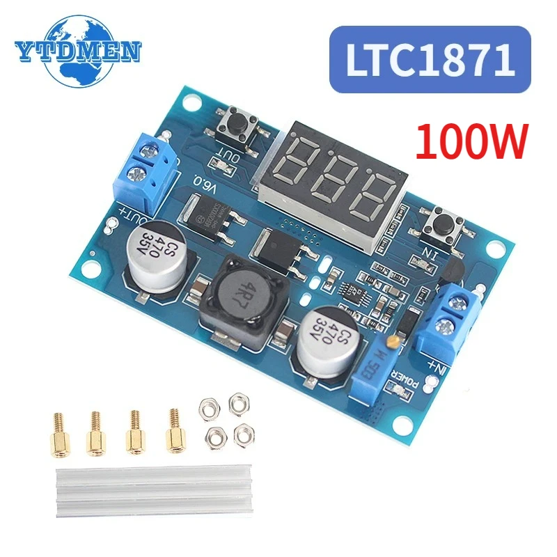 LTC1871 100W Boost Converter Modul Step-up Netzteil Modul DC-DC 3-35V bis 3,5-35V mit Digital Display Voltmeter
