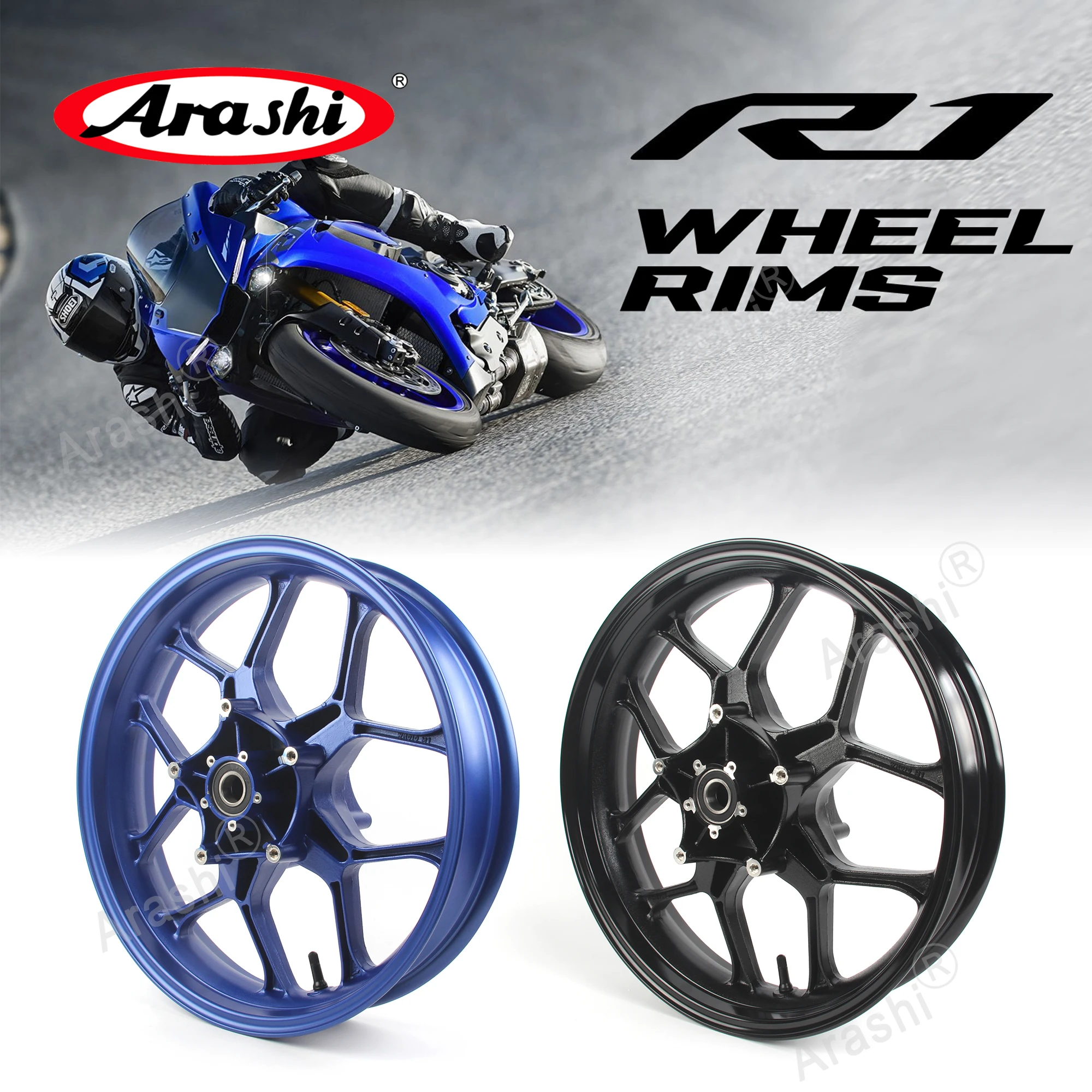 

Europe Warehouse Arashi YZF R1 15-22 Front Wheel Rim Rims For YAMAHA YZF-R1 2015 2016 2017 Glossy Blue A356/AC4CH 2018 2019 2020