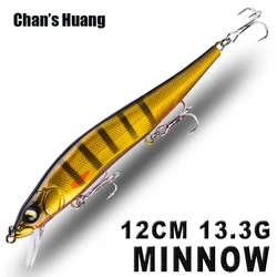 Chan's Huang 1PCS Shallow Diver Minnow Hard Tackle 3PCS Treble Hook Fishing Lure Floating Artificial Minnow Fishing Bait Wobbler