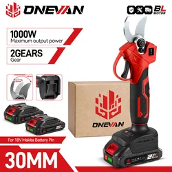 ONEVAN 1000W 30MM Brushless Electric Pruning Shear 3Pins Plug Cordless Electric Scissors Garden Tools For Makita 18V Battery Pin
