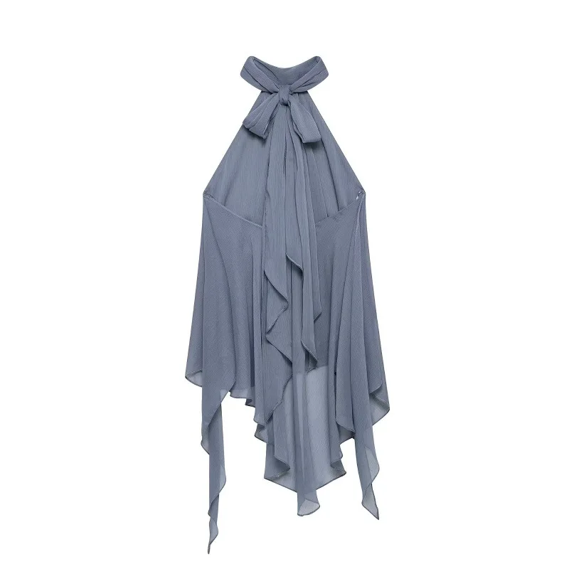 Withered Asymmetrical Off-shoulder Neckless Top With Versatile Style T-shirt Woman Clothes Female Clothing