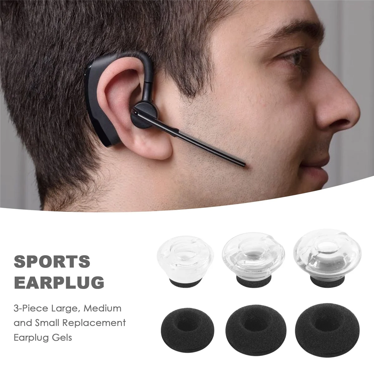 Substituição Earplug Géis para Plantronics Voyager, Legend Eartip Kit, grande médio e pequeno, 3 pcs