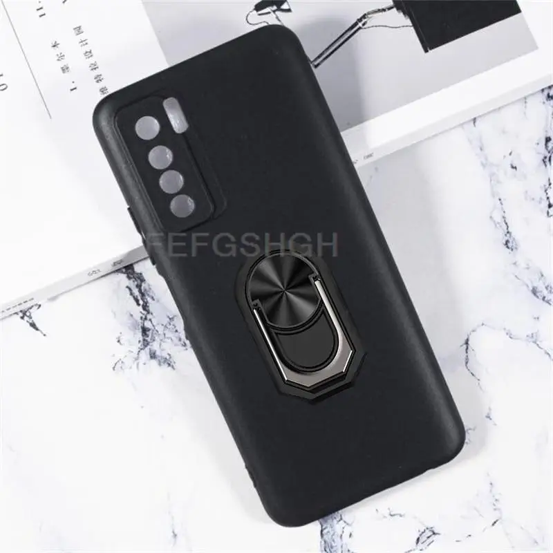 For Tecno Camon 17 Pro CG8 Back Case Finger Ring Soft TPU Silicone Case For For Tecno Camon 17 Pro 17P Phone Cover