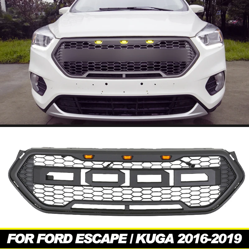 

2016-2019 Ford Escape/Kuga grille with LED lights front bumper modification grille decoration