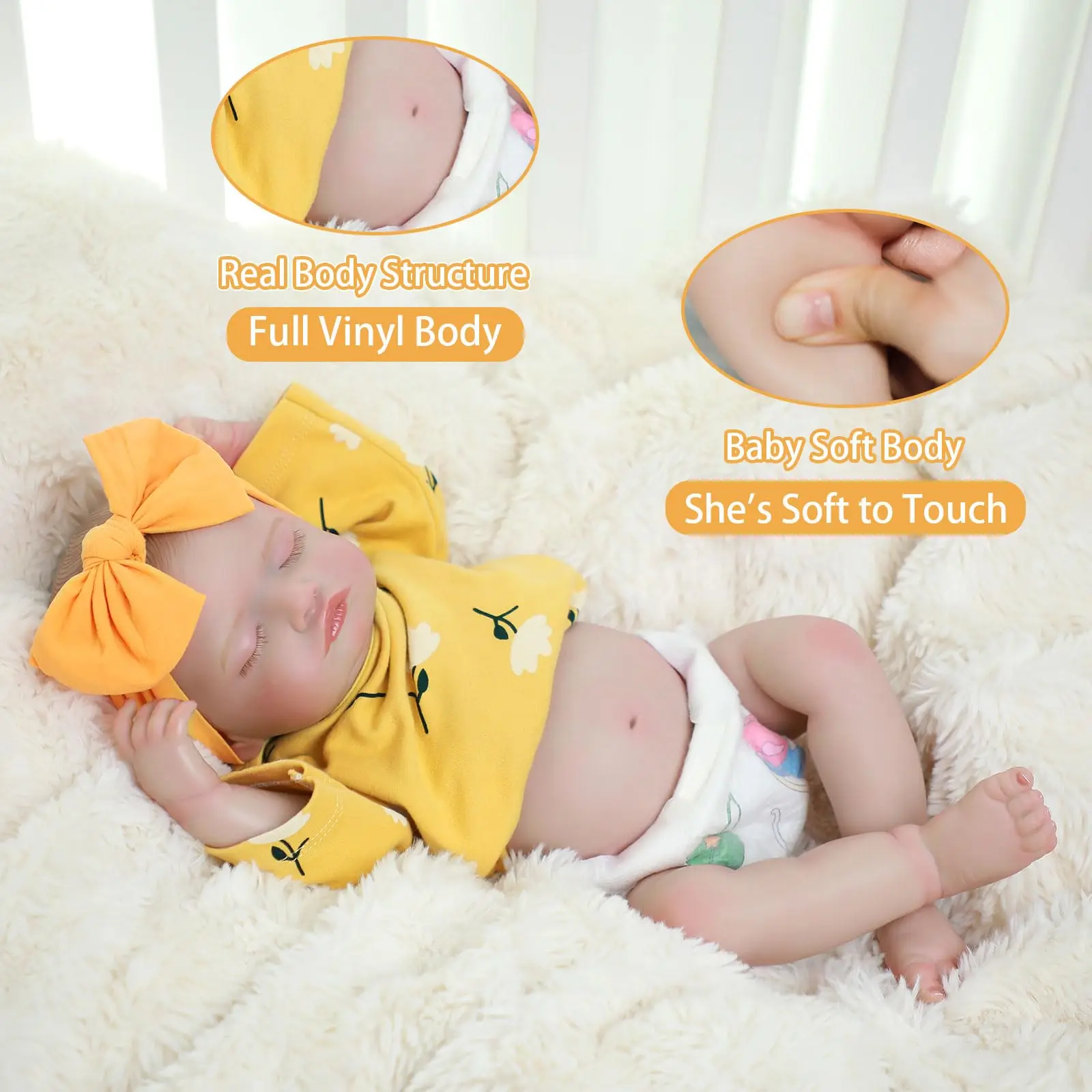 18 inch schattige slapende herboren babypop LouLou levensechte pasgeboren pop handgemaakte 3D huidskleur zichtbare aderen kerstcadeaus speelgoedpop
