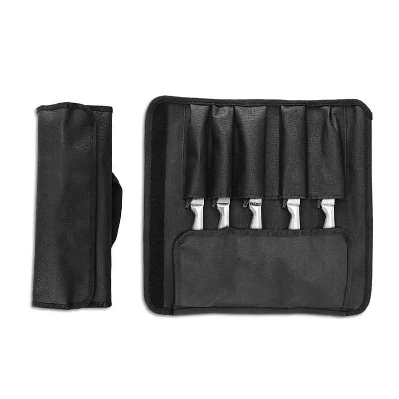 Chef Knife Roll Bag With 5 Slots Oxford Cloth Knives Bag Portable Kitchen Knife Case For Stainless Steel Knives Storage Tool