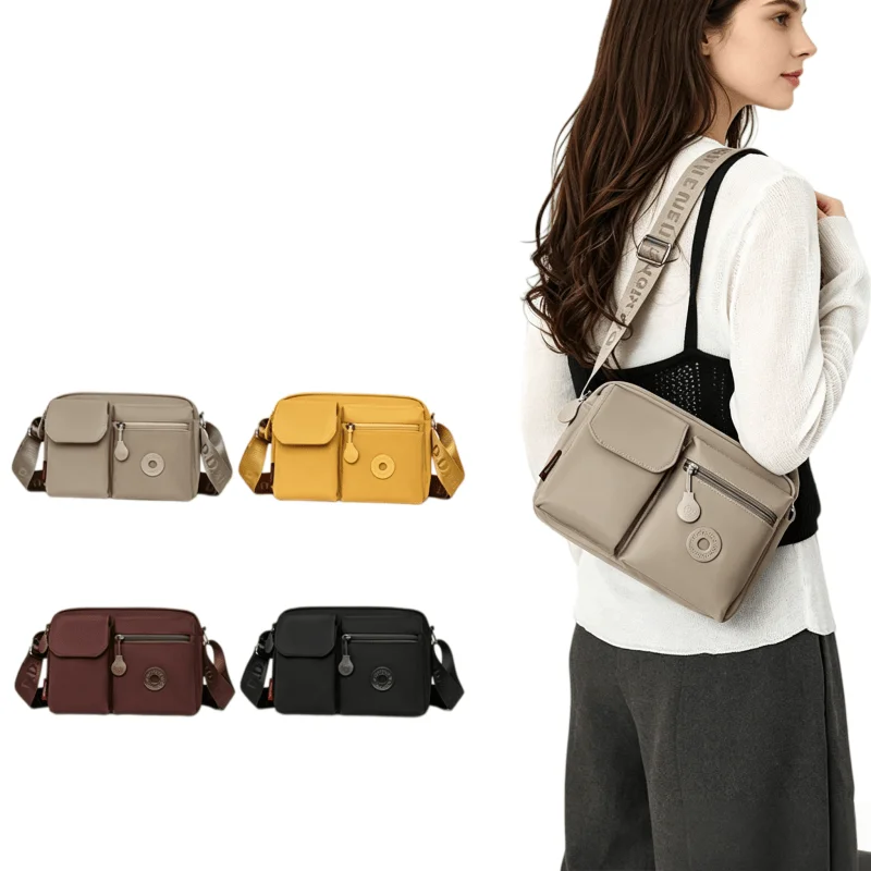 Large Capacity Anti-Theft Women's Crossbody Bag Lightweight Nylon Multi-Layer Travel Shoulder Handbag Casual Purse for Mom Work