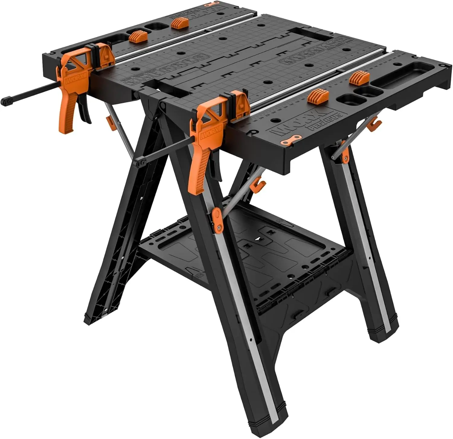 Worx Pegasus 2-in-1 Folding Work Table & Sawhorse, Easy Setup Portable Workbench, 31" W x 25" D x 32" H Lightweight Worktable wi