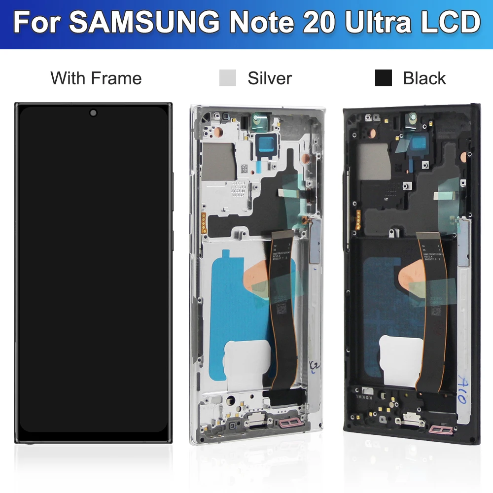 Pantalla Super OLED note 20 ultra con Marco, LCD para Samsung Galaxy Note 20 Ultra 5G N986B N985, montaje de digitalizador con pantalla táctil