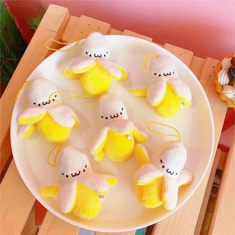 Super Cute Mini Yellow Banana Plush Keychain Stuffed Toy Phone Pendant 1/3/5Pcs For Christmas Wedding Birthday Party Gift