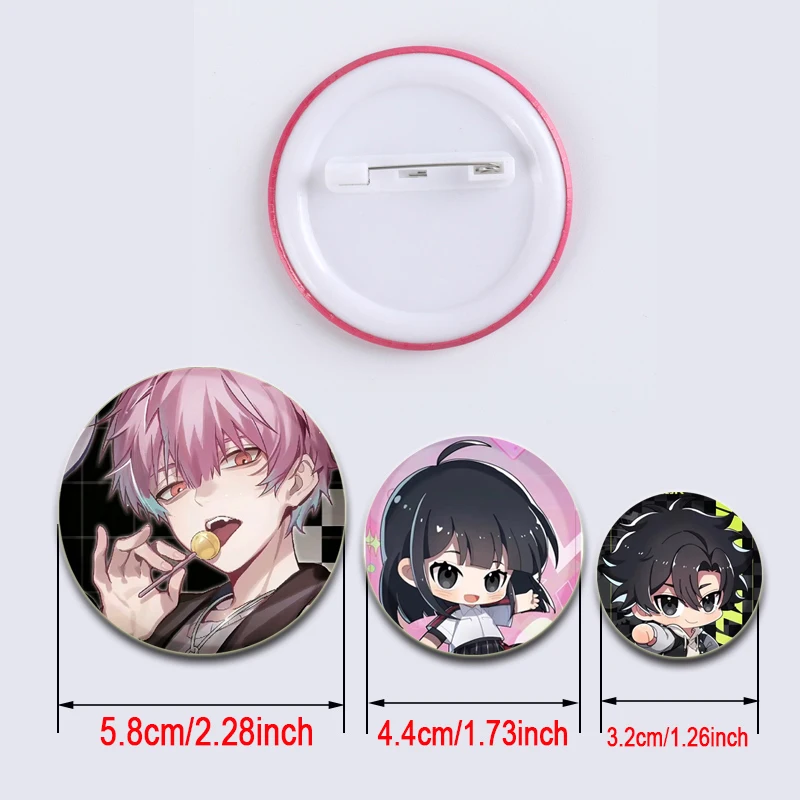 Link Click Anime Character Round Pin Cartoon Badge Snap-in Button Pins Brooches for Clothes Decoration Jewelry Accessories Gifts