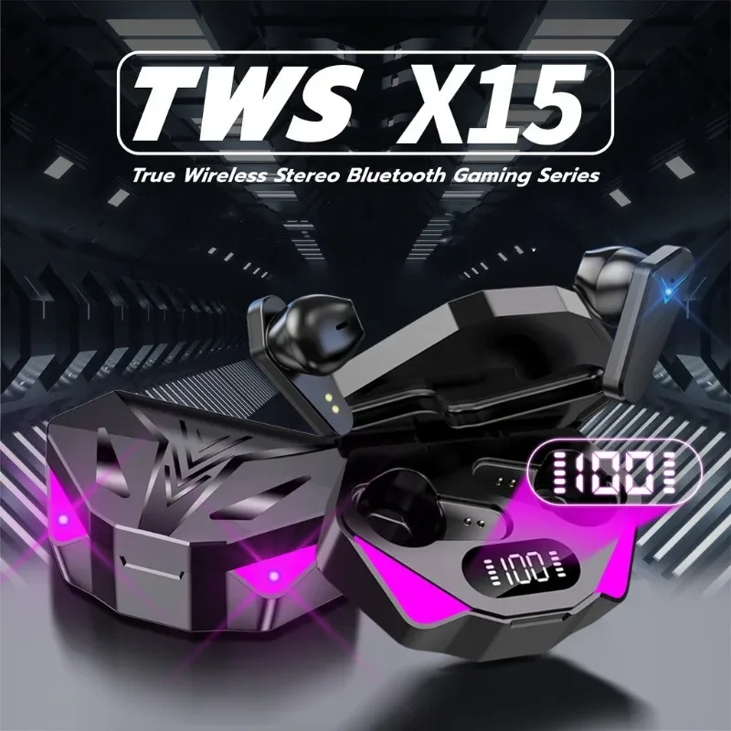 X15 TWS Gaming Earbuds Wireless Bluetooth Earphones With Mic Bass Audio Sound Positioning 9D Stereo Music HiFi Headset For Gamer