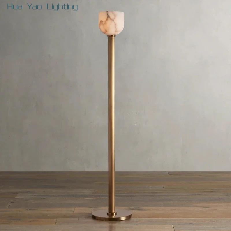 Snowflake Gypsum Floor Lamp, Luxury Designer Living Room Marble Stone Floor Lamp