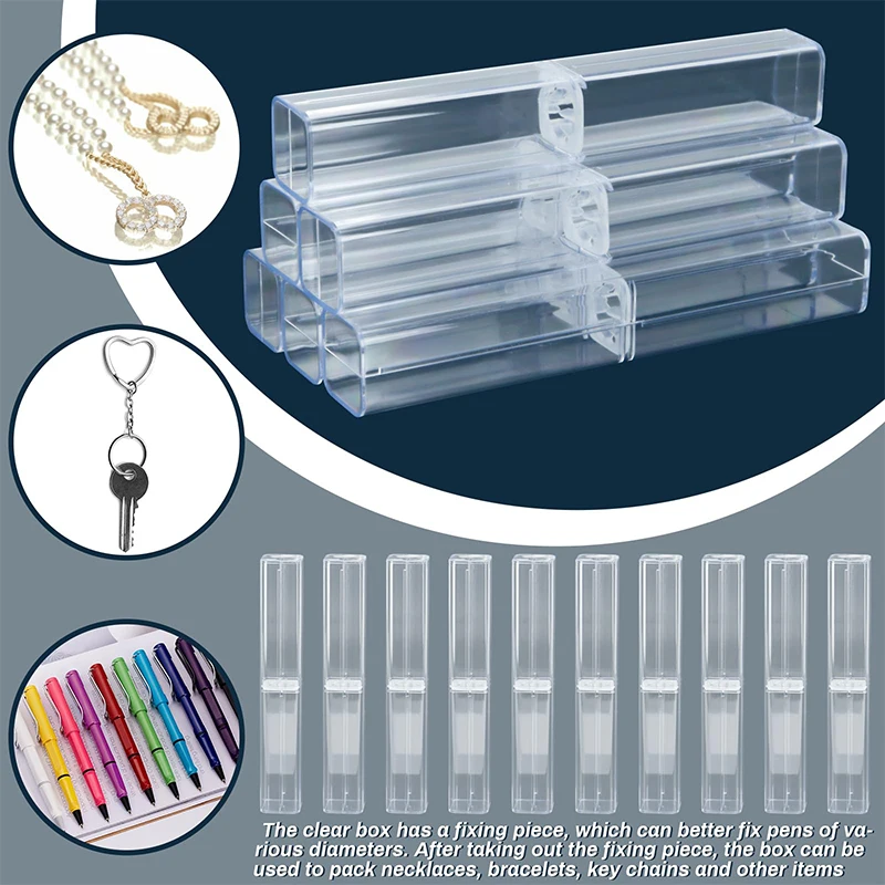 20 шт., пенал, прозрачные подарочные коробки, шариковые ручки, подарочная коробка, пластиковая подарочная коробка для карандашей, квадратный чехол для ручек, держатель для школьных ручек