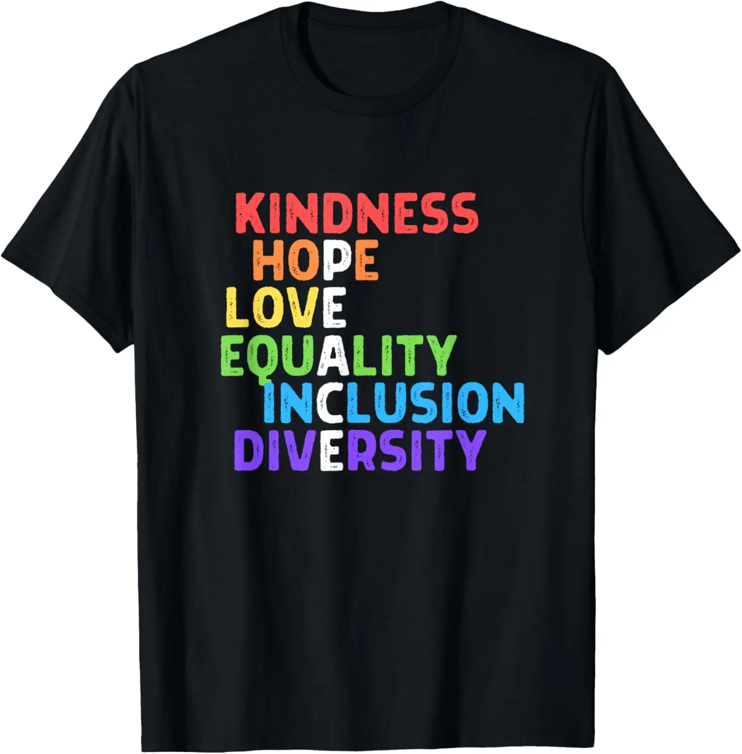 

Kindness Peace Equality Inclusion Diversity Human Rights T-Shirt,100% cotton