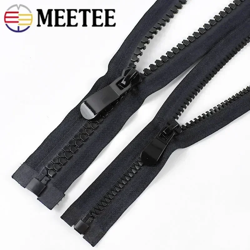 Meetee 8#15# Resin Zippers 70-150cm Open End Long Zip Down Jacket Coat Double Sliders for Sewing Garment Repair Tailor Accessory