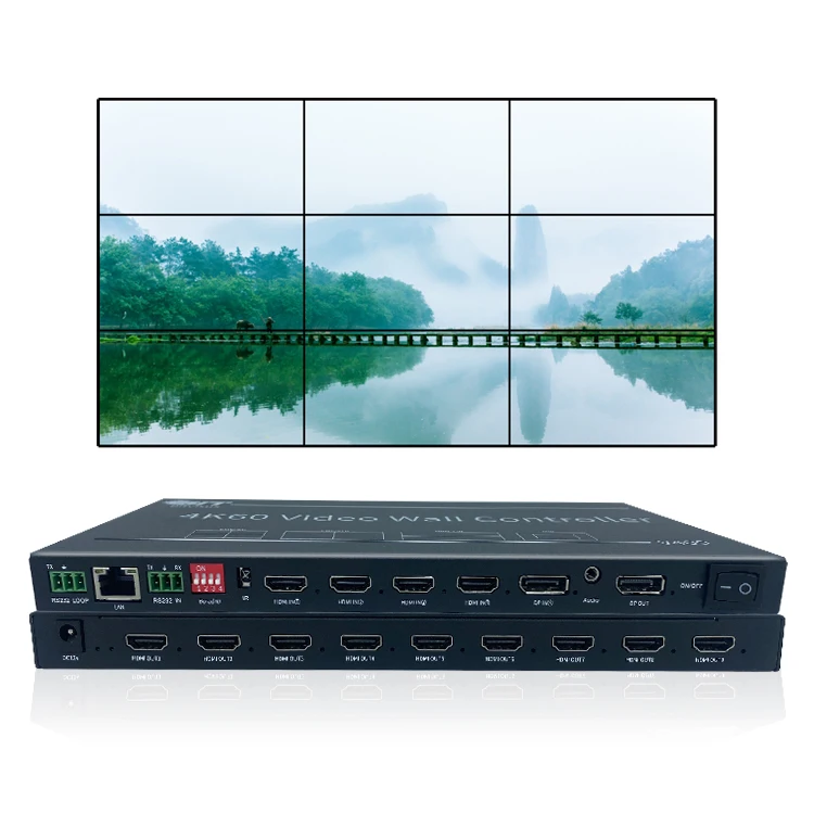 

5 inputs 9 outputs video wall controller 2k 4k 8k hdmi tv rotating splicing processor 1x9 3x3 2x9 3x6 HD video controller