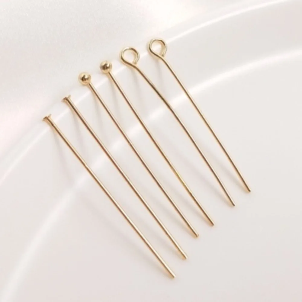 

14-каратное золото, Т-образная игла, 9-значная игла, игла с круглой головкой, аксессуары ручной работы «сделай сам», игла с плоской головкой, бусина, материал для украшений для ушей