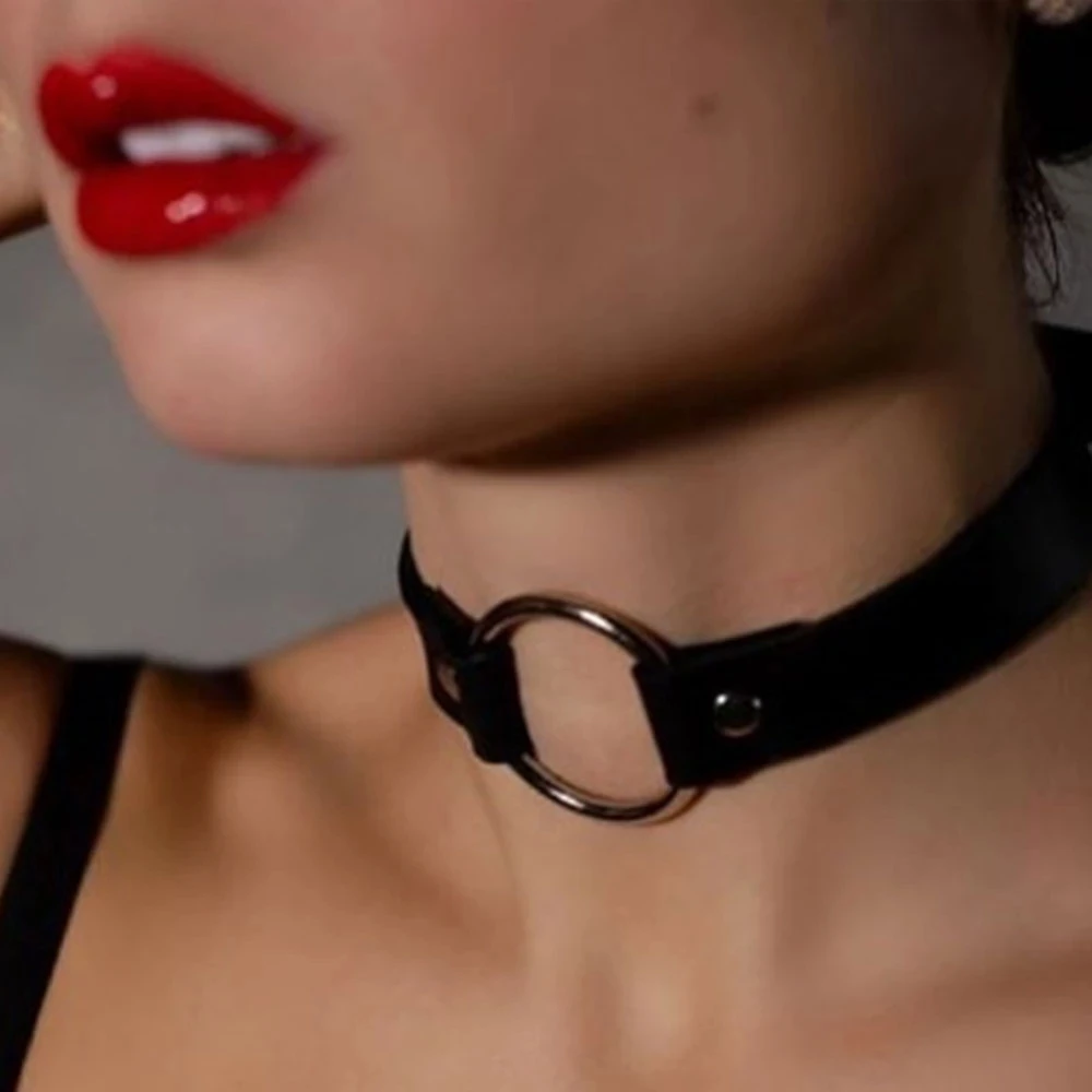 Trendy Sexy Women Leather Necklace Goth Clothing Neck Bondage Cat Shaped Necklace Harajuku Choker Fetish Rave Outfit Accessorie