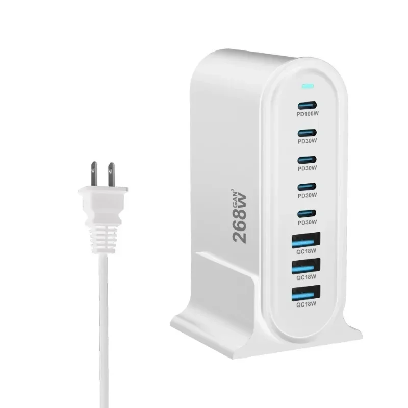 

NEW 268W Gan Fast Charge 3.0 USB Type C Fast Charger Mobile 8-port USB Type C PD Charger Convenient To Carry Tablet Charger