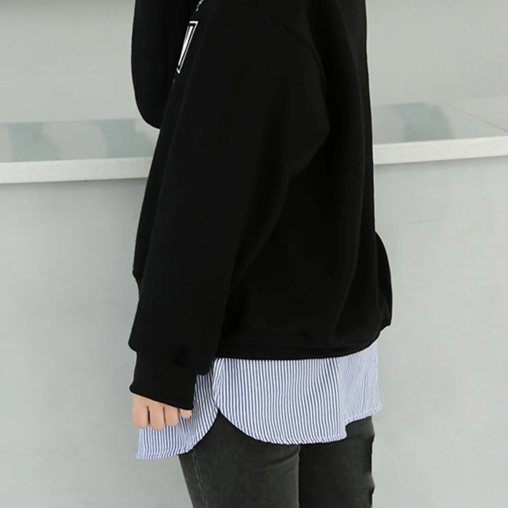 

Fake Hem Skirt Women Layering Extender Half Length Lower Sweep Shirt Blue Striped Chiffon Daily Wear Gift Idea