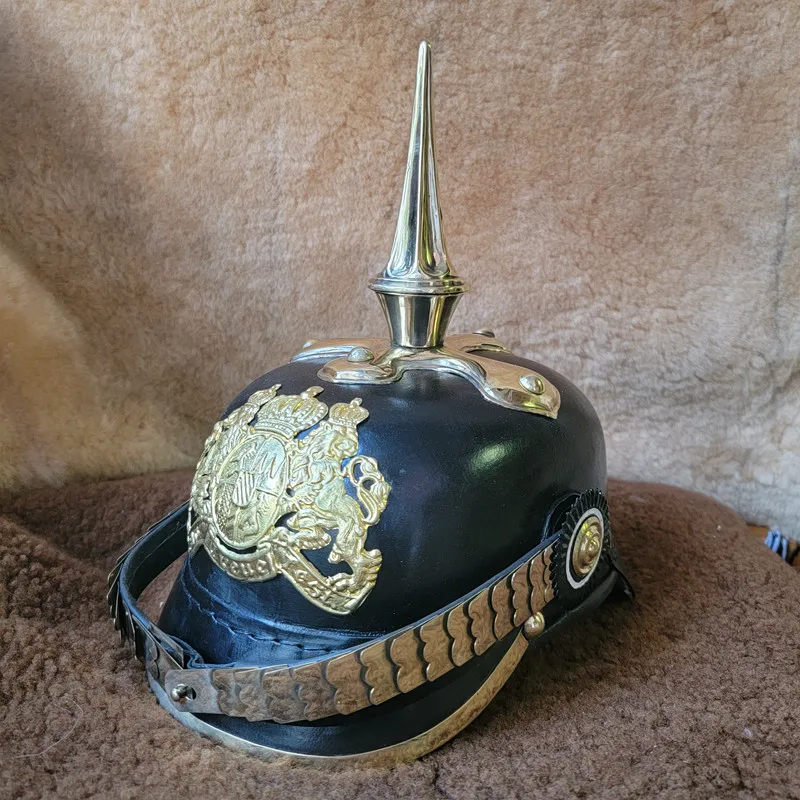 Germany Prussia Military Hat Bavaria PICKELHAUBE Cap Vintage Cowhide Leather Helmeted Infantry