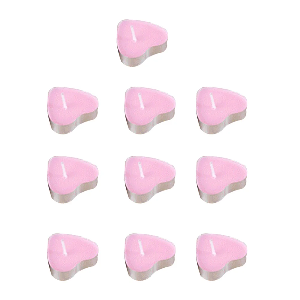 50pcs Heart-Shaped Romantic Smoke-Free Wax For Christmas Wedding Party Decoration Marriage Proposal Pink