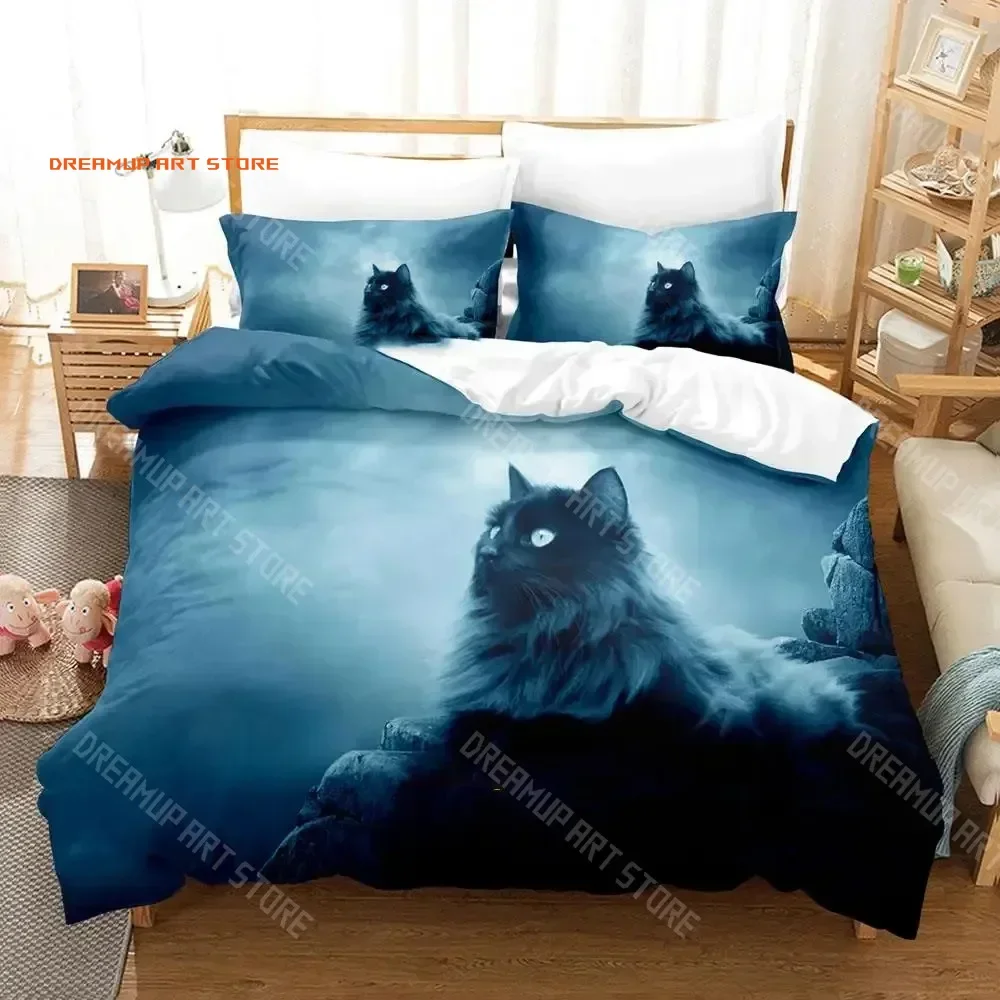 2026 Cute Artistic Cat Bedding Set Single Twin Full Queen King Size Bed Set Adult Kid Bedroom Duvetcover Sets Anime Cat