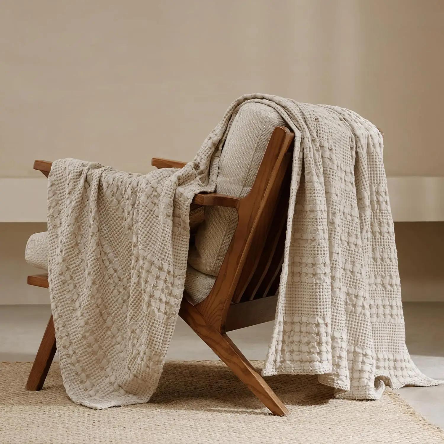 Soft Lightweight Waffle Weave Cotton Throw Blanket for Couch Bed Sofa Cozy Home Decor Gift 50x60