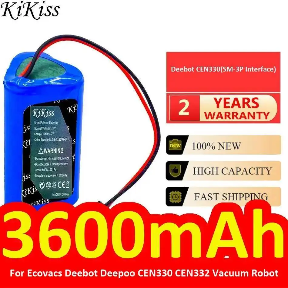 

Аккумулятор 3600 мАч для робота-пылесоса Ecovacs Deebot Deepoo CEN330 CEN332, высокопроизводительный, с интерфейсом SM-3P